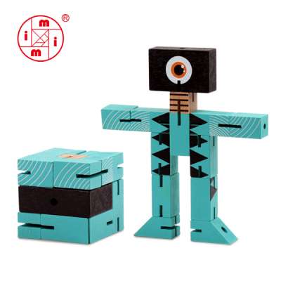 block of wood cube robot puzzle toys amazing shape cube puzzle